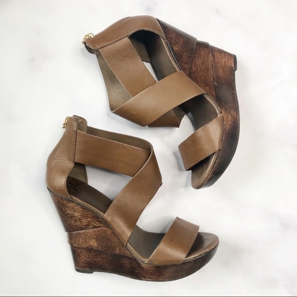 Diane Von Furstenberg Shoes - DVF | Omni Brown Leather Wedge Sandals
